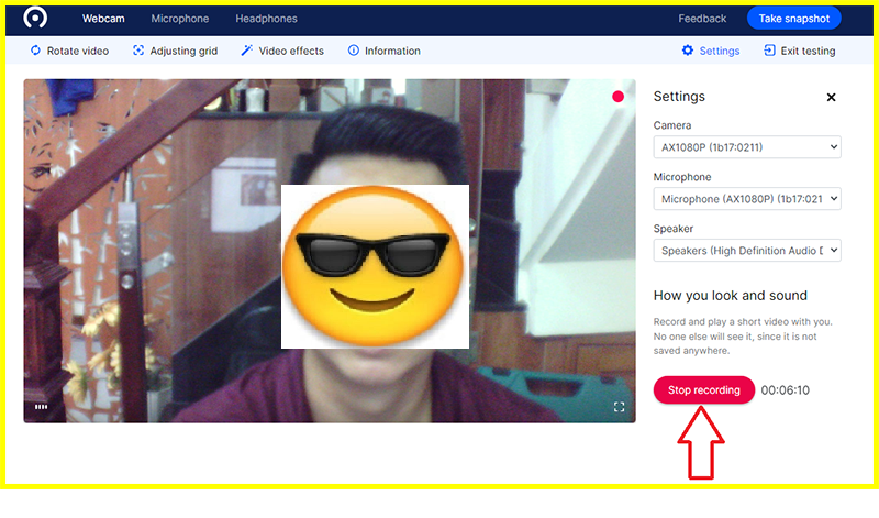 Kiểm tra âm thanh-webcam và micro 4