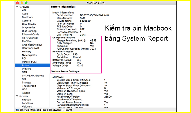 Kiểm tra tình trạng pin