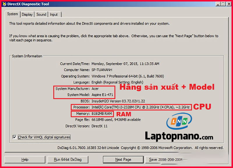 Kiểm tra phần cứng laptop Acer